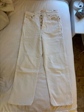 Levi's White High-Rise Straight Leg Jeans